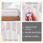 California Design Den Full Size Bed Sheets Set - 400 Thread Count Sateen, Natural 100% Cotton Sheets, Deep Pocket Cooling and Durable Bedding Set - Rainbow Striped