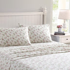 Laura Ashley Home | Flannel Collection | Premium Ultra Soft Cozy Lightweight Cotton Flannel Bedding Sheet Set, Wrinkle, Anti-Fade, Stain Resistant & Hypoallergenic, Twin, Audrey Pink (201589)