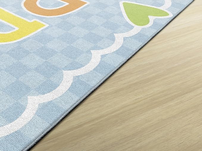Flagship Carpets Schoolgirl Style Sprinkle Kindness Educational Area Rug for Kids Room Seating Décor, Children's Classroom, Play Carpet for Teaching and Playroom, 7'6" x 12', Blue