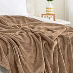 KMUSET Brown Fleece Throw Blanket for Couch - Warm Cozy Soft Lightweight Blankets All Seasons Suitable 50 x 60 inches
