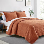 Love's cabin Twin Quilt Set Umber Bedspreads - Soft Bed Summer Lightweight Bedspread Comforter - Modern Style Coin Pattern Coverlet for All Season - 2 Pieces (1 Quilt, 1 Pillow Sham)