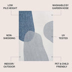 JONATHAN Y Geometric Organic Shapes Indoor Outdoor Area Rug 4X6 Cream/Navy, Zia Modern for Backyard, Patio, Porch, Easy-Cleaning, High Traffic, Pet-Friendly, Non-Shedding (TSN306B-4)