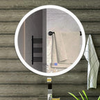 LED Round Vanity Mirror, Wall Mounted Lighted Vanity Makeup Mirror with Anti Fog Dimmable Touch Button Adjustable Color Temperature Memory Function 39 Inch by Fab Glass and Mirror