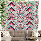 Batmerry Modern Stripe Geometric Tapestry,Boho Tribal ethnic Seamless striped Wall Art Hanging Decoration Polyester Fiber White Ruffled Around for Dorm Room Bedroom Living Room, 51.2x59.1 inches