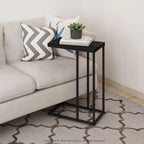 Furinno Camnus Modern Living C Shaped Sofa Side Table, 9.8 in x 17.9 in x 25 in, Americano