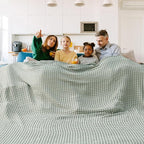 Bedsure Cooling Cotton Waffle Oversized King Blanket - Lightweight Breathable Blankets Rayon Derived from Bamboo for Hot Sleepers, Luxury Throws for Bed and Sofa, Mint Green, 120x96 Inches
