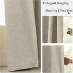 KangBang 72 Inch Extra Wide Linen Curtains Blackout 2 Panels Set-Back Tab Loop Pocket Pleated Floor to Ceiling Drapes for Patio Door, Full Light Blocking Burlap Farmhouse Morden Drapes, 72Wx84L