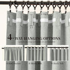 KangBang Full Blackout Linen Curtains 108 Inch Length, Noise Reducing Sun Blocking Curtains for Bedroom Dining Room, Back Tab Loop Pocket Pleated Floor to Ceiling Drapes(52Wx108L, Ash Fog Grey,2 PCs)