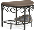 Mango Steam Half Moon Shoe Bench - Vanity Seat/Dressing Stool/Makeup Chair - Mocha Brown