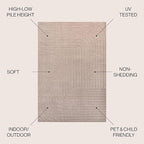 Eyely NCS101C-3 Odense High-Low Minimalist Angle Geometric Light Taupe 3 ft. x 5 ft. Indoor/Outdoor Area Rug, for Home, Backyard, Patio, Porch, Bedroom, Kitchen, Living Room