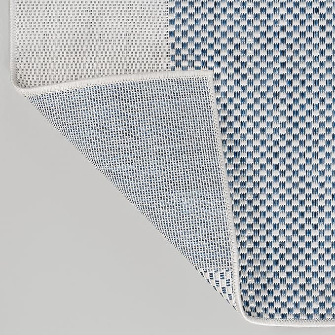 JONATHAN Y Geometric Organic Shapes Indoor Outdoor Runner Rug 2X8 Cream/Navy, Zia Modern for Backyard, Patio, Porch, Easy-Cleaning, High Traffic, Pet-Friendly, Non-Shedding (TSN306B-28)
