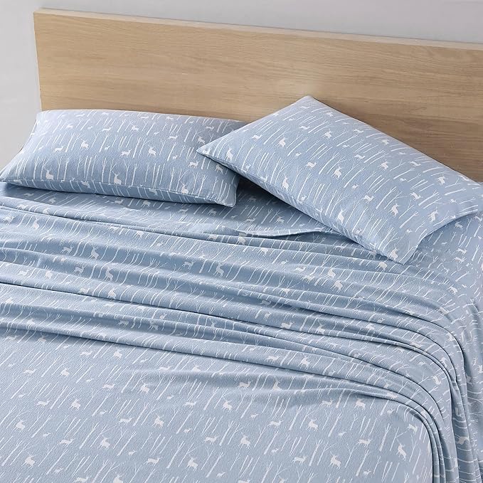 Eddie Bauer - Full Sheets, Cotton Flannel Bedding Set, Brushed For Extra Softness, Cozy Home Decor (Birch Forest, Full)