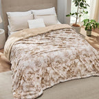 Bedsure GentleSoft Sherpa Fluffy Blanket King Size for Bed - Fleece Warm and Cozy for Women Gift, Plush & Fuzzy Faux Fur Christmas Blanket for Couch, Sofa Decor, Tie Dye Design, Beige, 108x90 Inches