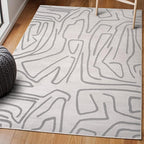 JONATHAN Y Graphic Lines High-Low Indoor Area Rug 3X5 White/Light Gray, Alcina Modern Scandinavian for Living Room, Bedroom, Kitchen, Easy-Cleaning, High Traffic, Pet-Friendly, Non-Shedding SND102C-3