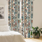Ambesonne Ethnic Curtains, Folkloric Style Floral Ornaments with Bohemian Oriental Motifs as Stripes, Window Treatments 2 Panel Set for Living Room Bedroom, Pair of - 28" x 95", Teal Coral and Orange