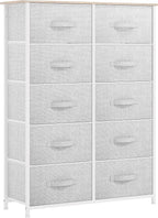 YITAHOME 10 Drawer Dresser - Fabric Storage Tower, Organizer Unit for Bedroom, Living Room, Hallway, Closets - Sturdy Steel Frame, Wooden Top & Easy Pull Fabric Bins (Cool Gray)