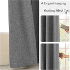KangBang 120 Inch Black Out Linen Curtains 2 Panels Set for High Windows, Back Tab Rod Pocket Neutral Morden Tweed Blackout Linen Curtains for Living Room Sliding Patio Door(52x120 Inch, Frost Gray)