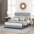 Furinno Laval Button Tufted Upholstered Platform Bed Frame, Queen, Glacier