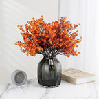 JAKY-Global Babys Breath Orange Silk Artificial Flowers 12 Bundle European Fake Silk Plants Decor Wedding Party Decoration Bouquets Real Touch DIY Home Garden (Orange 12pcs)