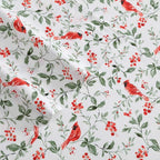 Laura Ashley - Flannel Sheets Twin Size, Anti-Pilling & Wrinkle Resistant Cotton, Touchably Soft for All-Season Comfort - Bed Sheets with Matching Pillowcase & Fitted Sheet (Jolly Cardinals Green)