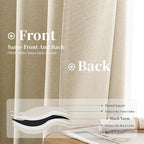KangBang 72x108 Inch Blackout Curtains-Hook Belt Back Tab Linen Textured Drapes for Living Room Patio Door, Noise Reducing Rustic Farmhouse Curtain Panels, Natural Beige, 2Pcs