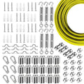 Globe String Light Suspension Kit, Outdoor Light Guide Wire, Vinyl Coated Stainless Steel Steel Cable，Include 200ft Transparent PVC and 304 Stainless Steel Wire Cable, Turnbuckle and Hooks