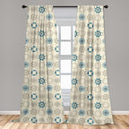 Ambesonne Compass Window Curtains, Marine Themed Doodle Art Vintage Inspirations Traveling Exploration Cruise Pattern, Lightweight Decor 2-Panel Set with Rod Pocket, Pair of - 28" x 95", Beige Teal