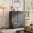 WLIVE Fabric Dresser for Bedroom, Tall Dresser with 8 Drawers, Storage Tower with Fabric Bins, Double Dressers, Chest of Drawers for Closet, Living Room, Hallway, Dark Gray