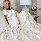 GRACED SOFT LUXURIES Oversized Throw Blanket Home Decor Warm Elegant Softest Cozy Faux Fur Decorative, Comfy, Cozy, Warm for Sofa Bed (Textured Marbled Ivory, 60" x 80")