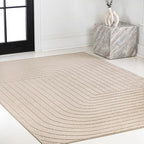 Eyely NCS101E-8 Odense High-Low Minimalist Angle Geometric Beige/Cream 8 ft. x 10 ft. Indoor/Outdoor Area Rug, for Home, Backyard, Patio, Porch, Bedroom, Kitchen, Living Room
