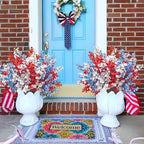 Uieke 30 Pcs 4th of July Artificial Flowers Fake Patriotic Babys Breath Flowers for Independence Day Decor Blue White Red Silk Flowers for Memorial Day Floral Arrangement Home Wedding