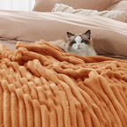Bedsure GentleSoft Burnt Orange Full Blanket for Couch - Cozy Soft Fall Blankets for Women, Cute Small Fleece Throws for Girls, Birthday Gifts for Women, 84x90 Inches