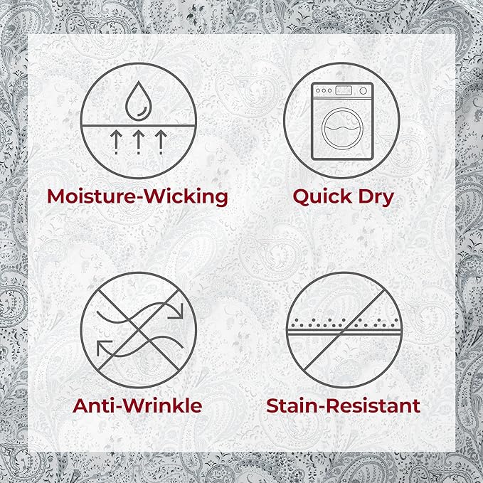Mellanni Twin XL Sheets Set - 3 PC Iconic Collection Bedding - Hotel Luxury, Extra Soft, Cooling Bed Sheets - Wrinkle, Fade, Stain Resistant (Twin Extra Long, Paisley Gray)