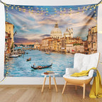 Ambesonne Scenery Tapestry, Gondola on Famous Grand Canal with Romantic View of Italian Architecture Venice, Wall Hanging for Bedroom Living Room Dorm Decor, 60" X 80", Multicolor