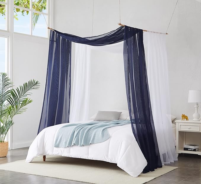 Warm Home Designs Extra Long Navy Blue Sheer Window Scarf. Valance Scarves are 54 X 216 Inches. Great As Wedding Arch Draping Fabric, Bed Canopy Or for Decorative Project. AM Navy 216"