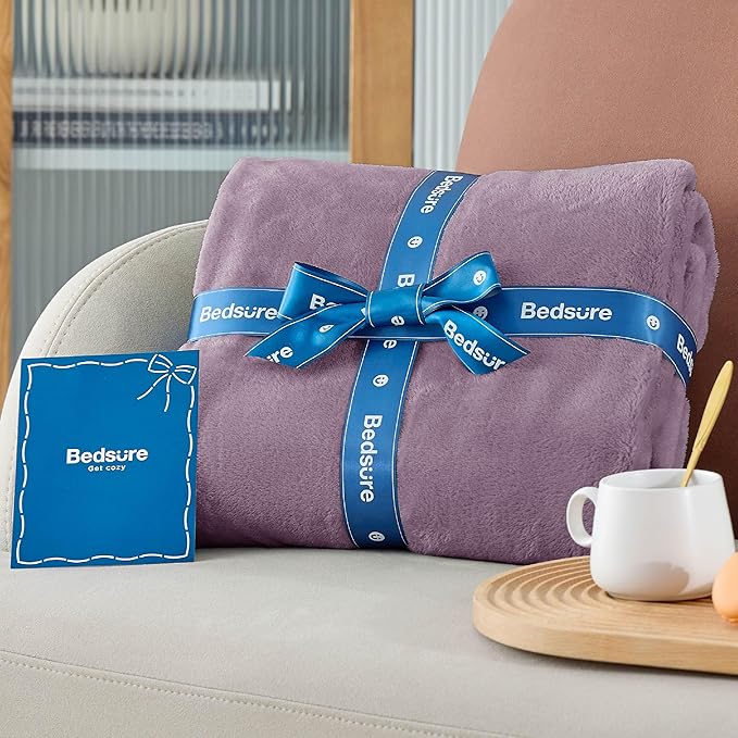 Bedsure GentleSoft Fleece Throw Blanket for Couch Fog Purple - Lightweight Plush Fuzzy Cozy Soft Blankets and Throws for Sofa, 50x60 inches