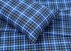 RUVANTI Flannel Sheets Queen Size - 100% Cotton Double Brushed Bed Sheets, Deep Pockets 16 Inches Queen Sheet Set, All Seasons Breathable & Extra Soft - Warm & Cozy, 4 Piece, Blue Plaid