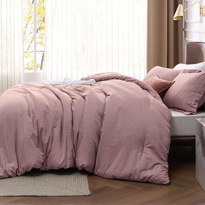 Bedsure Full Comforter Set - Dusty Rose Soft Bedding for All Seasons, Cationic Dyed Bed Set, 3 Pieces, 1 Full Size Comforter (82"x86") and 2 Pillow Shams (20"x26"+2")
