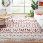 SAFAVIEH Area Rug 8x10 - Arizona Shag Collection - Large - Ivory & Red, Moroccan Design, Non-Shedding & Easy Cleaning, Ultra Plush Thick Pile, Ideal for Living Room, Bedroom, Dining Space (ASG741P)