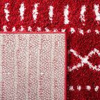 SAFAVIEH Arizona Shag Collection Area Rug - 6'7" Square, Red & Ivory, Moroccan Design, Non-Shedding & Easy Care, 1.6-inch Thick Ideal for High Traffic Areas in Living Room, Bedroom (ASG741Q)