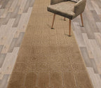 Custom Size Modern Abstract Floor Carpet Runner Rug for Hallways, Slip Resistant Latex Rubber Backed, 31 inch Wide X Customized Length, Art Gold Tan, 31 inch X 30 feet