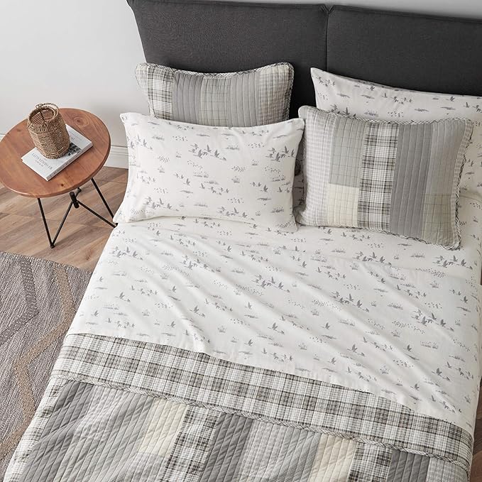 Eddie Bauer - Queen Sheet Set, Warm Breathable Cotton Flannel Bedding with Deep Pockets, Brushed for Extra Softness, Cozy Home Decor, Oeko-Tex Certified (Geese Meadow, Queen)