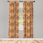 Ambesonne African Curtains, Motif with Pattern Design, Window Treatments 2 Panel Set for Living Room Bedroom, Pair of - 28" x 95", Brown Orange