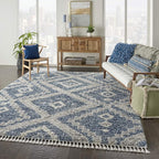 Nourison Home Scandinavian Shag Denim Blue 7'10" x 10'6" Area Rug, Easy Clean, Non Shedding, Bed Room, Living Room, Dining Room, Kitchen (8x11)