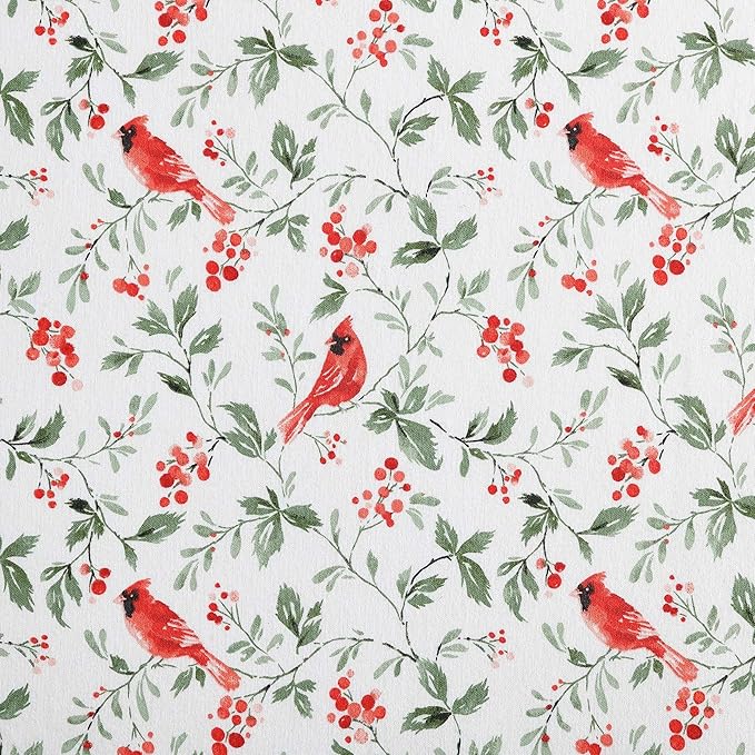 Laura Ashley - Flannel Sheets Full Size, Anti-Pilling & Wrinkle Resistant Cotton, Touchably Soft for All-Season Comfort - Bed Sheets with Matching Pillowcases & Fitted Sheet (Jolly Cardinals Green)