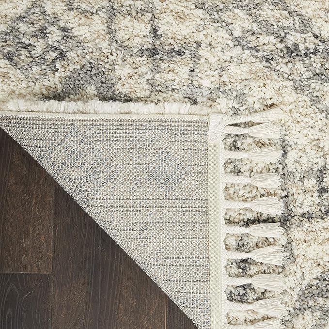 Nourison Home Scandinavian Shag Ivory/Grey 5'3" x 7'9" Area Rug, Easy Clean, Non Shedding, Bed Room, Living Room, Dining Room, Kitchen (5x8)
