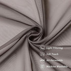 Chyhomenyc Sheer Chocolate Brown Tier Curtains 24 Inch Length, Small Window Curtains Treatment for Bathroom Living Room Basement, Short Rod Pocket Cafe Curtain, 42W x 24L Inches, 2 Panels