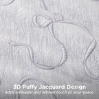Bedsure Queen Size Comforter Set, Light Purple Boho Tufted Bed Set, 3D Puffy Jacquard Bedding Queen Size, 3 Pieces, 1 Farmhouse Shabby Chic Embroidery Comforter with Bow Pattern & 2 Pillow Cases