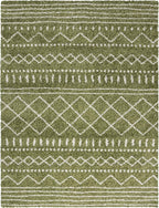 SAFAVIEH Area Rug 8x10 - Arizona Shag Collection - Large - Green & Ivory, Moroccan Design, Non-Shedding & Easy Cleaning, Ultra Plush Thick Pile, Ideal for Living Room, Bedroom, Dining Space (ASG741X)