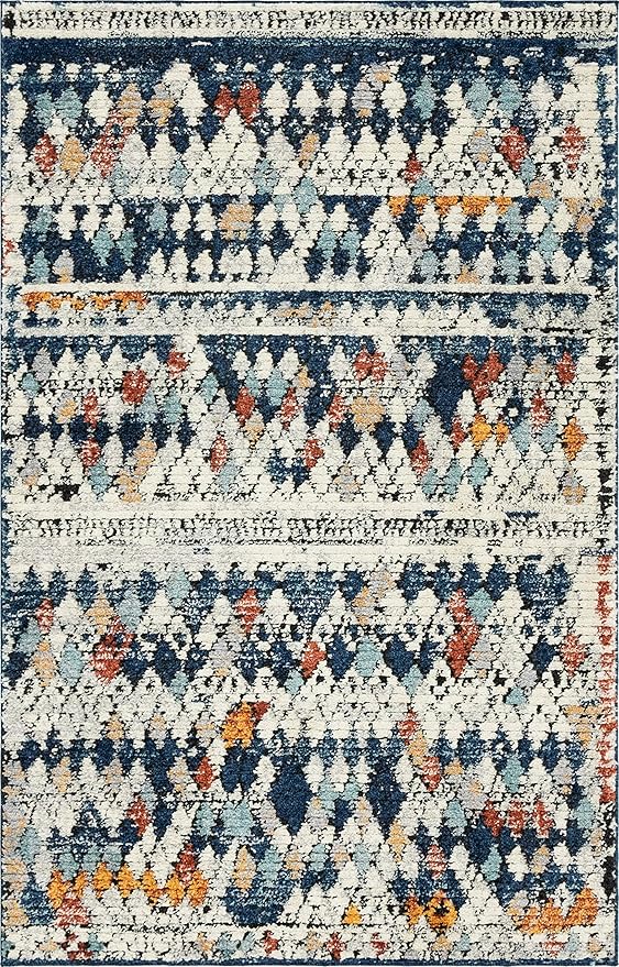 Rugs.com Morocco Collection Rug – 5' x 8' Navy Blue High-Pile Rug Perfect for Living Rooms, Large Dining Rooms, Open Floorplans